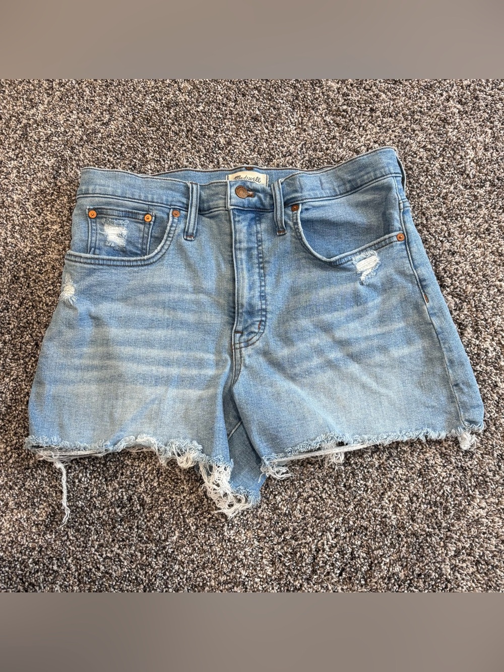 Madewell Light Blue Distressed Denim Cutoff Shorts